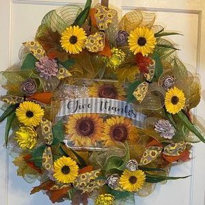 Give Thanks  Sola Wood Flower Sunflower Bouquets Wreath